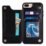 Wholesale iPhone 8 Plus / 7 Plus Flip Book Leather Style Credit Card Case (Black)